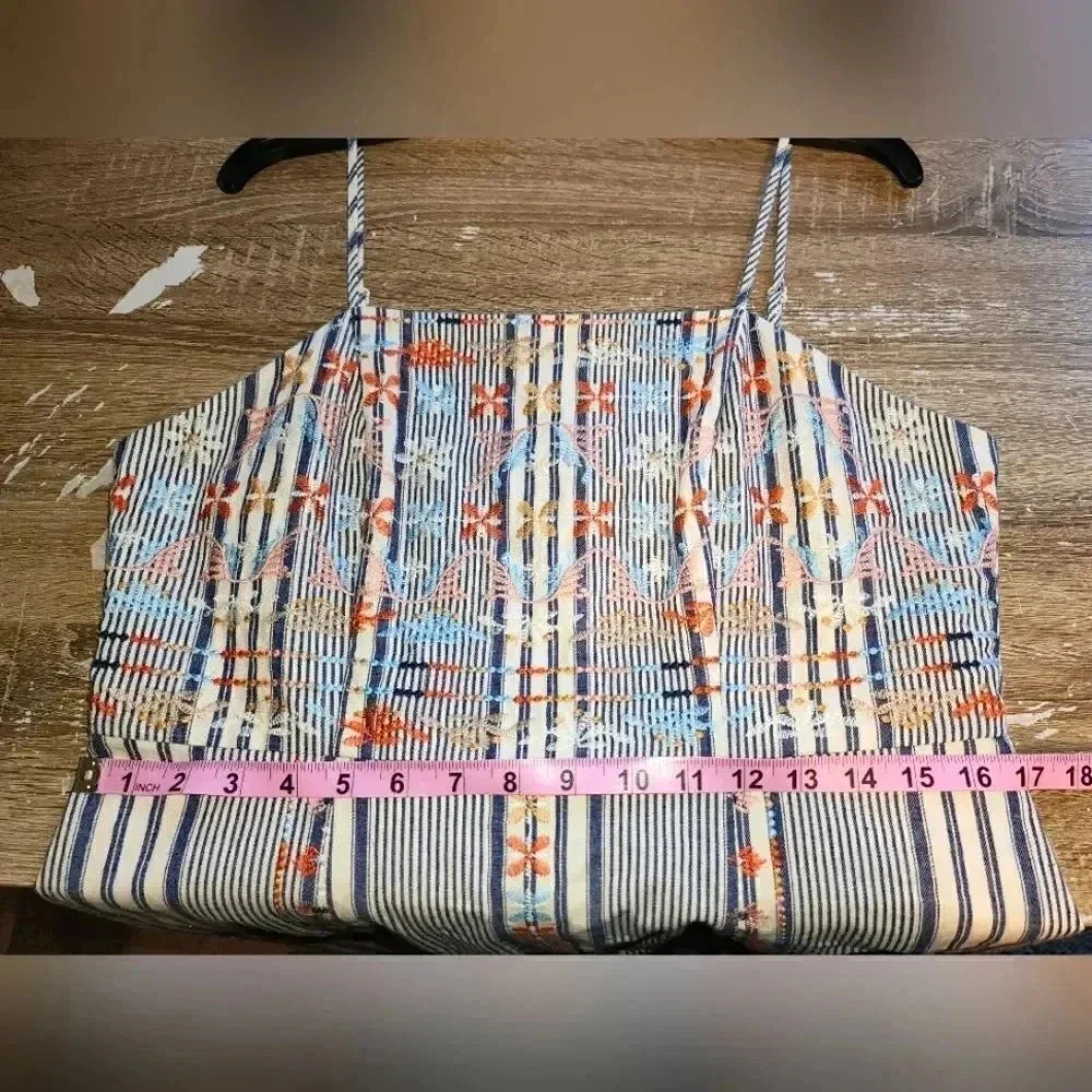NWOT Altar'd State Floral Embroidered Striped Spaghetti Strap Mini Dress L - Picture 9 of 9